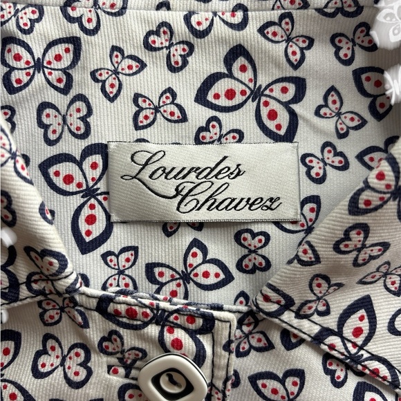 Red & navy blue 🦋 BUTTERFLY jacket! Has flutter cuffs & waist. Small/Med NWOT - Picture 11 of 11